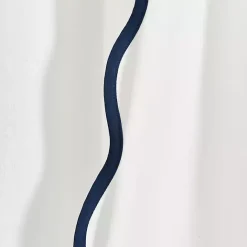 New Kirklands Home White and Navy Scalloped Curtain Panel Set, 84 in.
