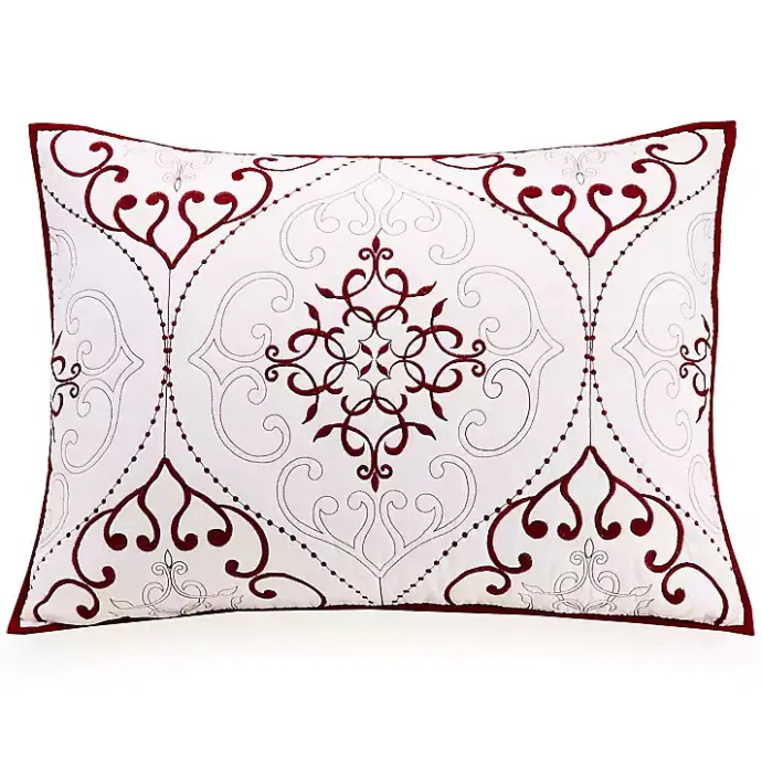 Discount Kirklands Home White and Red Pattern 3-pc. King Quilt Set