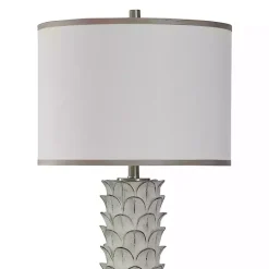 New Kirklands Home White and Silver Carved Tallulah Buffet Lamp