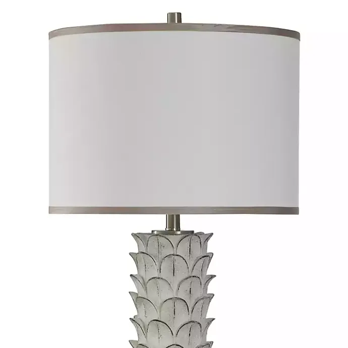 New Kirklands Home White and Silver Carved Tallulah Buffet Lamp