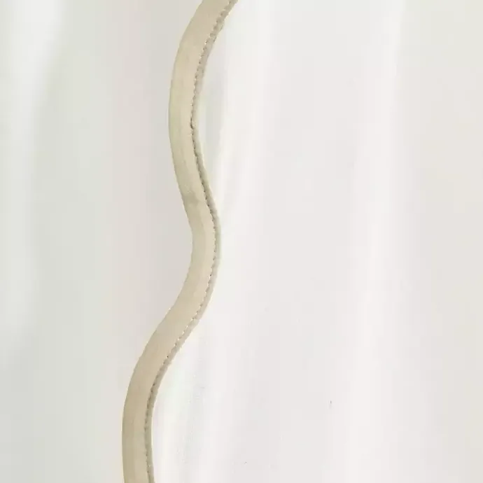 Clearance Kirklands Home White and Tan Scalloped Curtain Panel Set, 84 in.