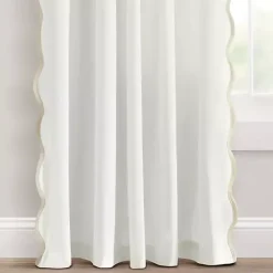 Clearance Kirklands Home White and Tan Scalloped Curtain Panel Set, 84 in.