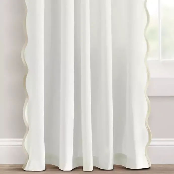 Clearance Kirklands Home White and Tan Scalloped Curtain Panel Set, 84 in.