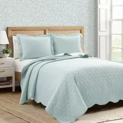 Sale Kirklands Home White and Teal Scallop 3-pc. Full/Queen Quilt Set