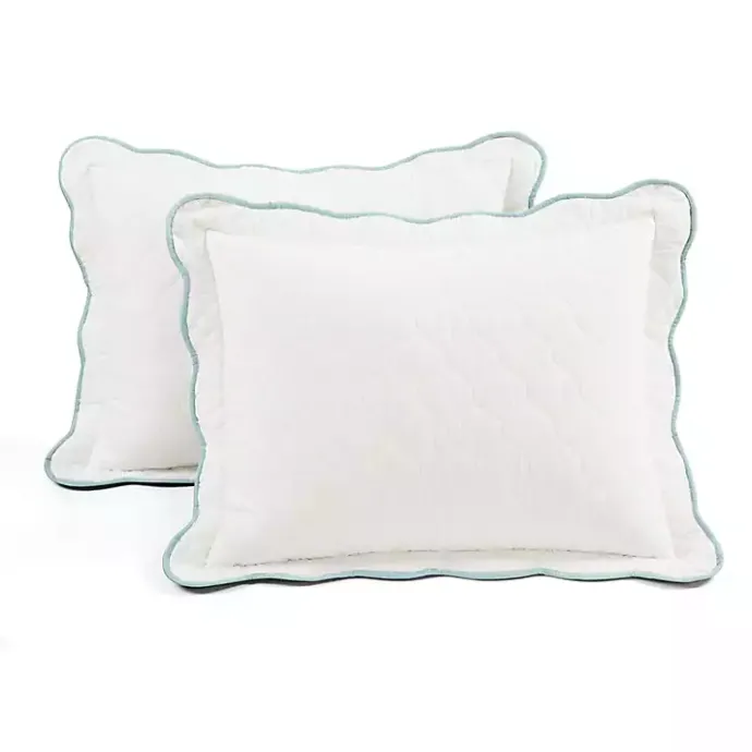 Hot Kirklands Home White and Teal Scallop 3-pc. King Quilt Set