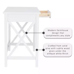 Online Kirklands Home White Antique Pine X Frame Desk