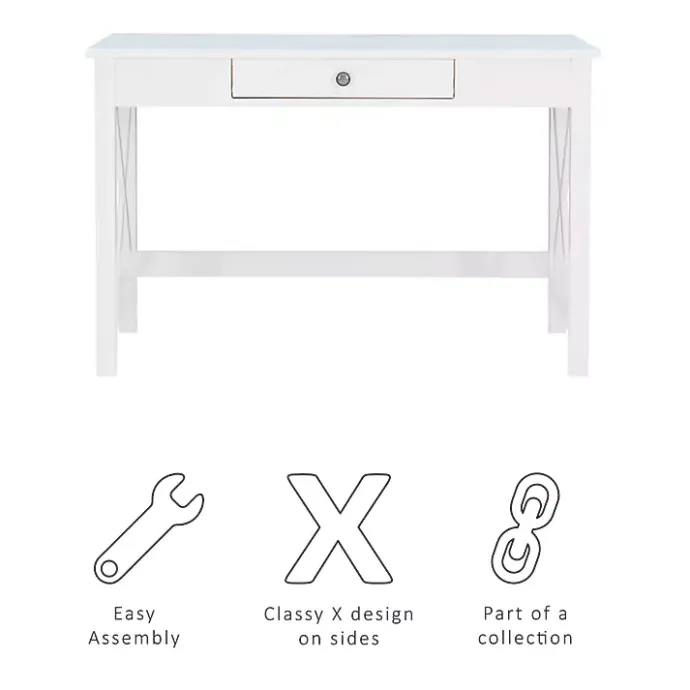 Online Kirklands Home White Antique Pine X Frame Desk