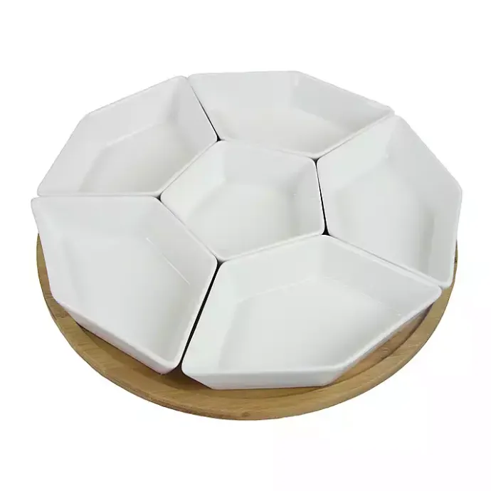 Best Kirklands Home White Bamboo 7-pc. Lazy Susan Serving Tray