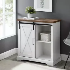 Kirklands Home Barn Door Cabinet White