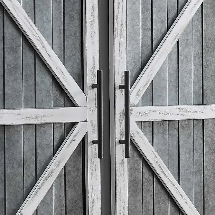 New Kirklands Home White Barn Door Galvanized Wall Plaques, Set of 2 Gray