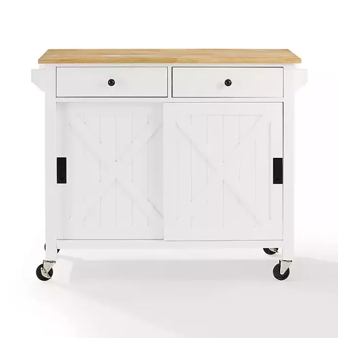 Best Kirklands Home Barn Door Kitchen Cart White