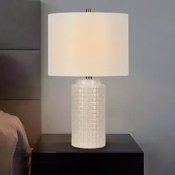 Online Kirklands Home Basket Weave Ceramic Table Lamps, Set of 2 White