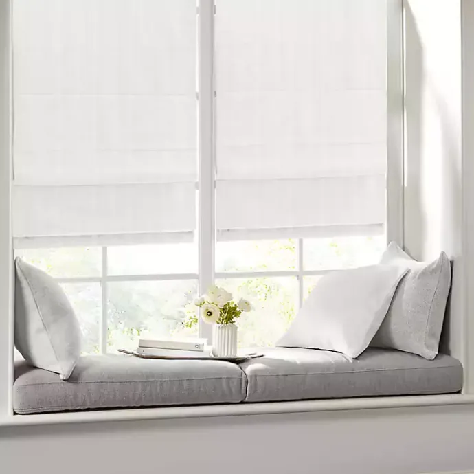 Sale Kirklands Home Basketweave Cordless Roman Shade, 33 in. White