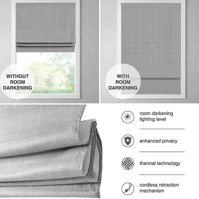 Discount Kirklands Home Basketweave Cordless Roman Shade, 35 in. White