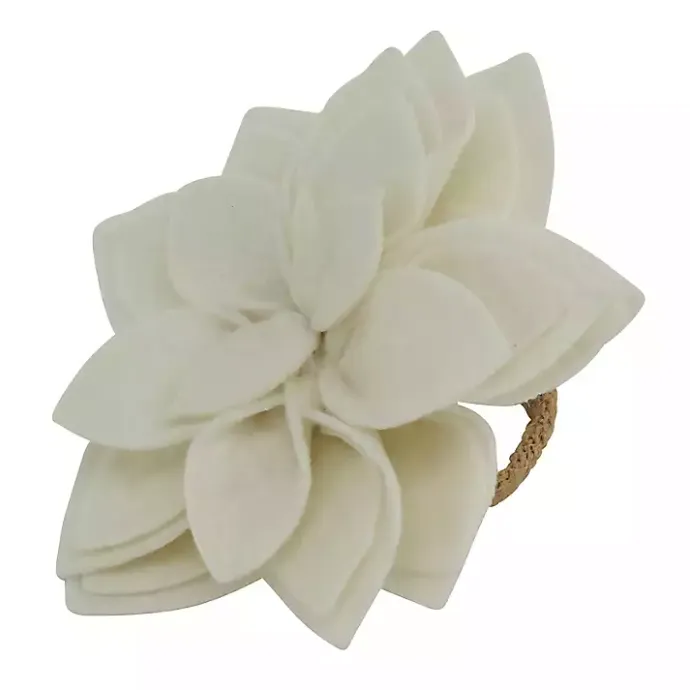 New Kirklands Home Blossom Napkin Rings, Set of 4 White