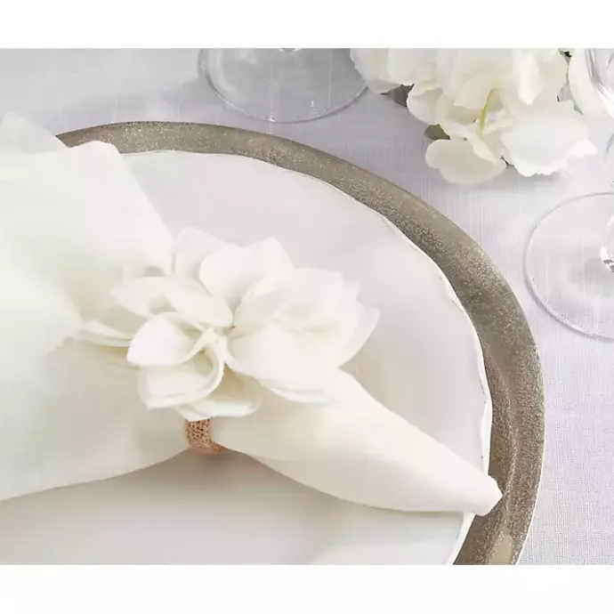 New Kirklands Home Blossom Napkin Rings, Set of 4 White