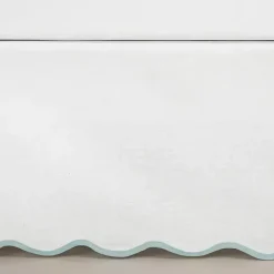 Hot Kirklands Home White Blue Scalloped Coastal Queen Bed Skirt