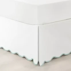 Hot Kirklands Home White Blue Scalloped Coastal King Bed Skirt
