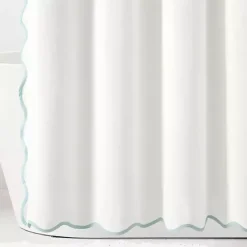 Best Kirklands Home White Blue Scalloped Coastal Shower Curtain