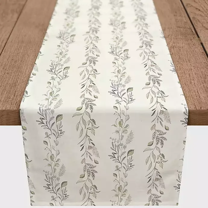 New Kirklands Home Botanical Vines Table Runner, 90 in. White