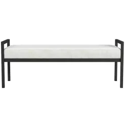 Sale Kirklands Home Boucle Black Metal Bench White