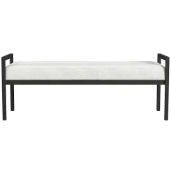 Sale Kirklands Home Boucle Black Metal Bench White