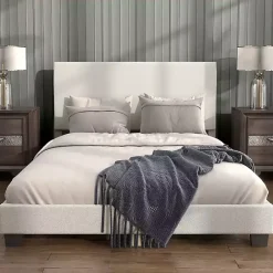 Sale Kirklands Home Boucle Karson Queen Platform Bed White