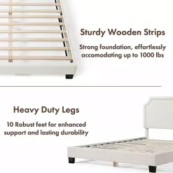 Best Kirklands Home Boucle Scalloped Corey Queen Platform Bed White