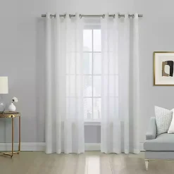 Kirklands Home Boucle Sheer Single Curtain Panel, 108 in. White