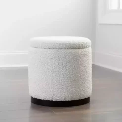 Discount Kirklands Home Boucle Storage Ottoman White