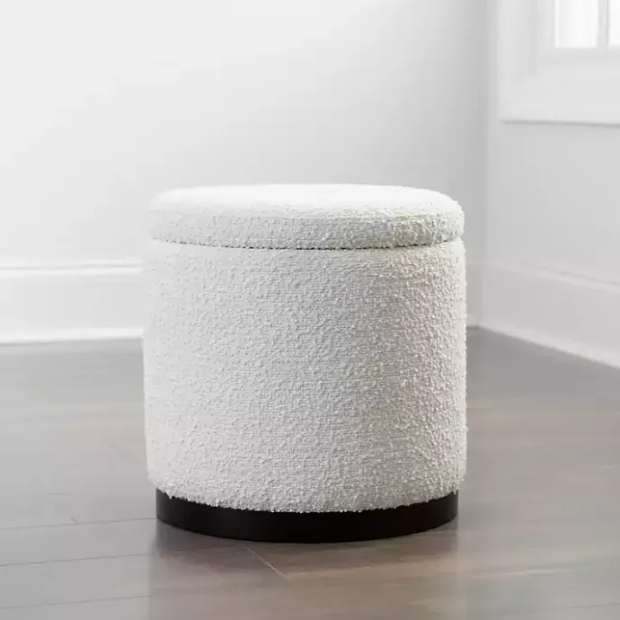 Discount Kirklands Home Boucle Storage Ottoman White