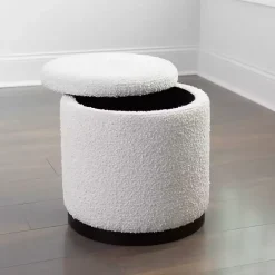 Discount Kirklands Home Boucle Storage Ottoman White