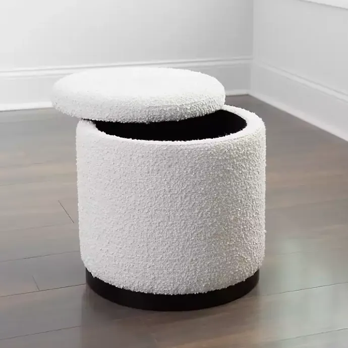 Discount Kirklands Home Boucle Storage Ottoman White
