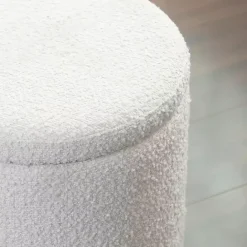 Discount Kirklands Home Boucle Storage Ottoman White