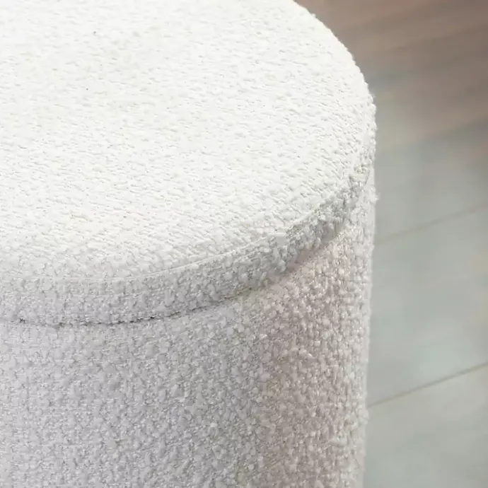 Discount Kirklands Home Boucle Storage Ottoman White