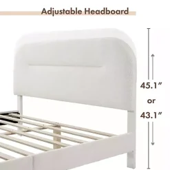 Outlet Kirklands Home Boucle Upholstered Sara Queen Bed White