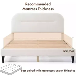 Outlet Kirklands Home Boucle Upholstered Sara Queen Bed White