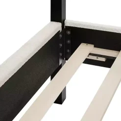Hot Kirklands Home White Boucle Upholstered Black Canopy Queen Bed