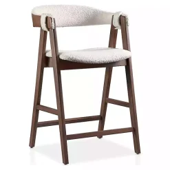 Online Kirklands Home Boucle Wood Penny Counter Stools, Set of 2 White