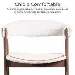 Online Kirklands Home Boucle Wood Penny Counter Stools, Set of 2 White