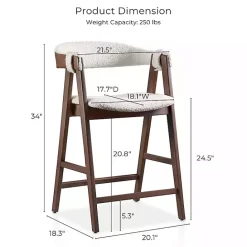 Online Kirklands Home Boucle Wood Penny Counter Stools, Set of 2 White