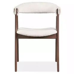 Kirklands Home Boucle Wood Penny Dining Chairs, Set of 2 White