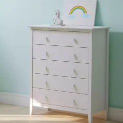 New Kirklands Home Brazilian Pine Wood 5-Drawer Chest White