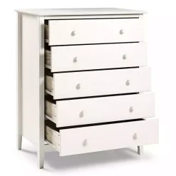 New Kirklands Home Brazilian Pine Wood 5-Drawer Chest White