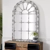 Kirklands Home White Brown Rustic Window Iron Frame Wall Mirror