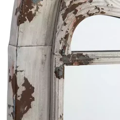 Kirklands Home White Brown Rustic Window Iron Frame Wall Mirror