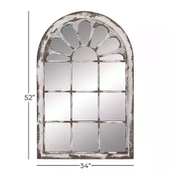 Kirklands Home White Brown Rustic Window Iron Frame Wall Mirror