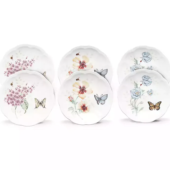 Online Kirklands Home White Butterfly Meadow Appetizer Plates, Set of 6