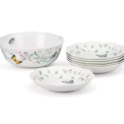 New Kirklands Home White Butterfly Meadow 7-pc. Bowl Set