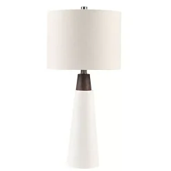 Outlet Kirklands Home Ceramic and Wood Cone Table Lamp White